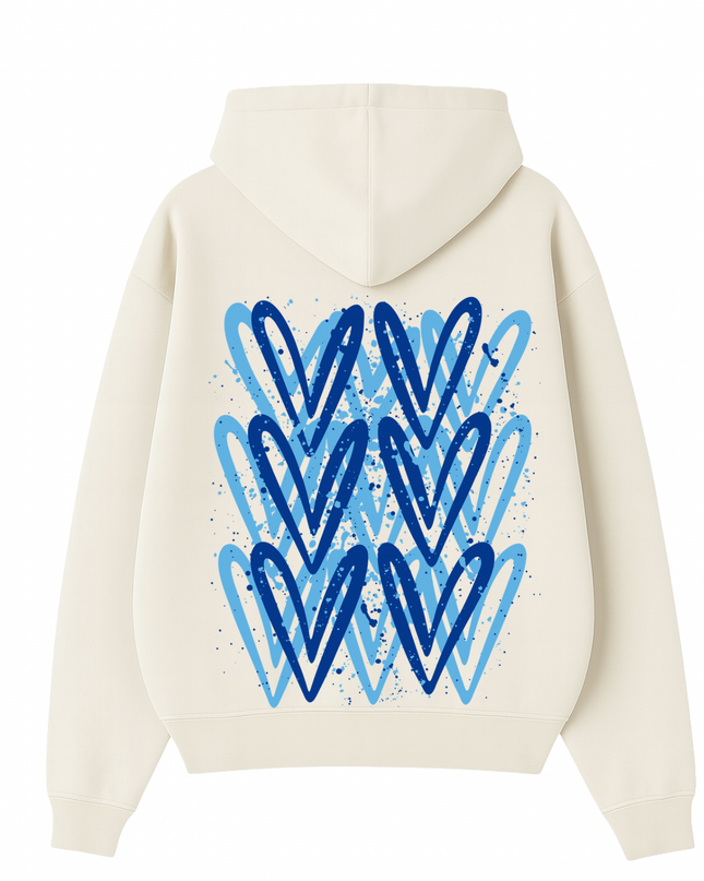 Royal Blue Heart Printed Hoodie Kids