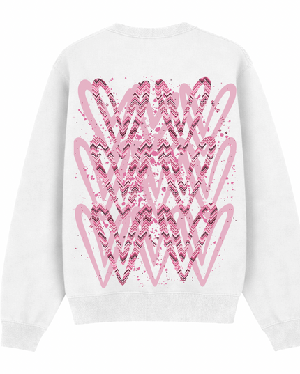 Pink Zig Zag Heart Printed Sweatshirt Adults