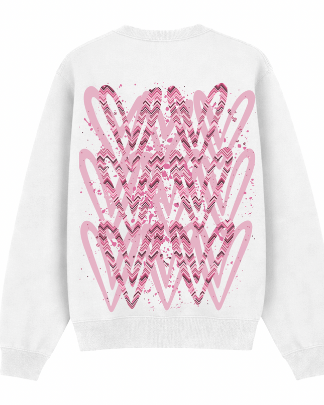 Pink Zig Zag Heart Printed Sweatshirt Kids