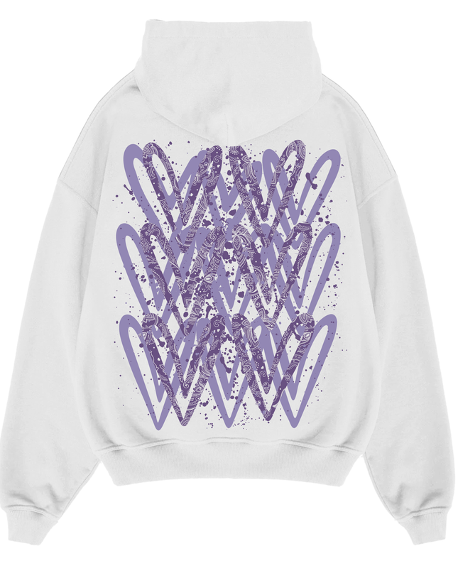 Lilac Paisley Heart Printed Hoodie Adults
