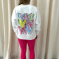 Multicoloured Leopard Print Graffiti Sweatshirt Legging Set White