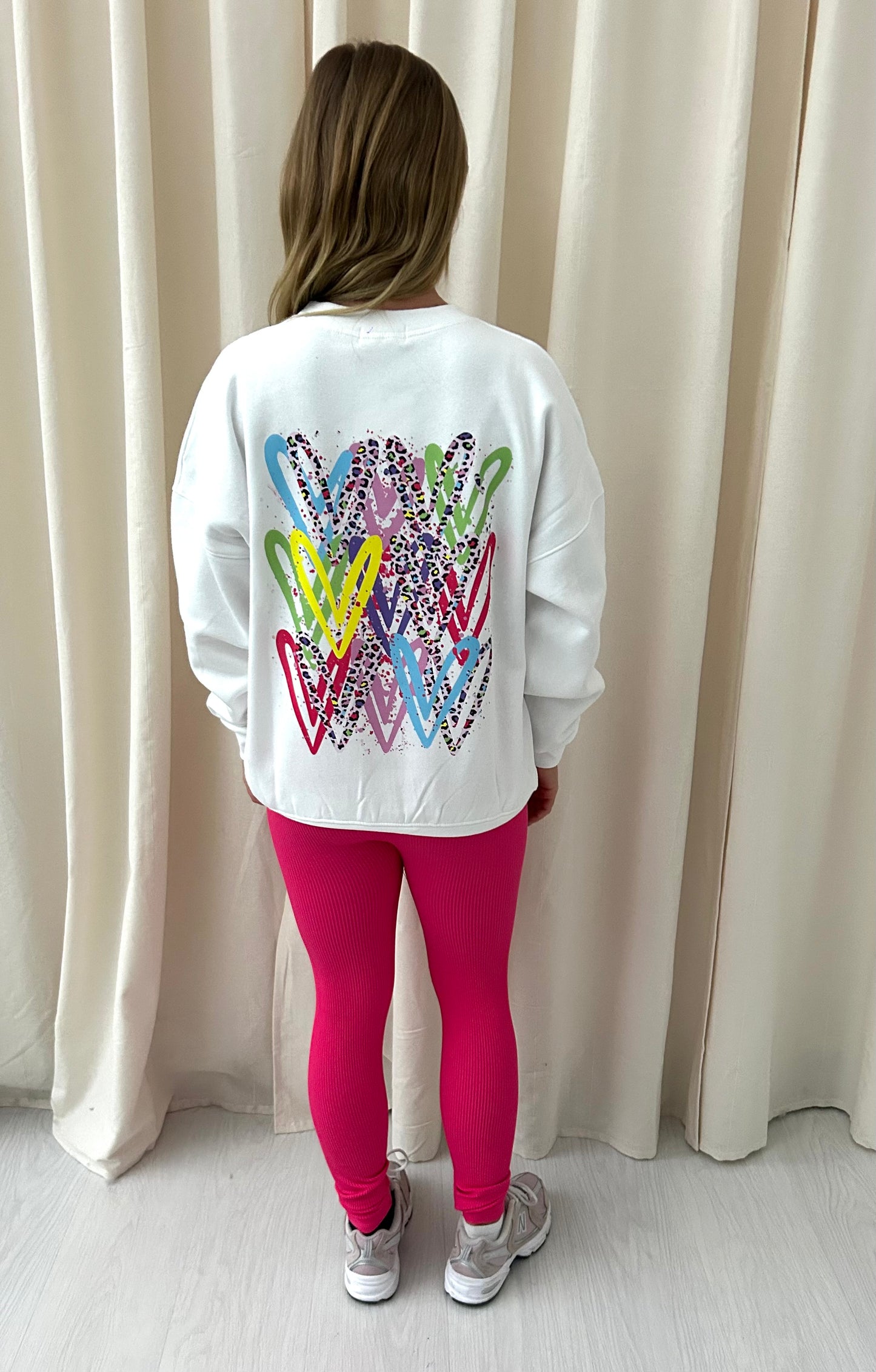 Multicoloured Leopard Print Graffiti Sweatshirt Legging Set White