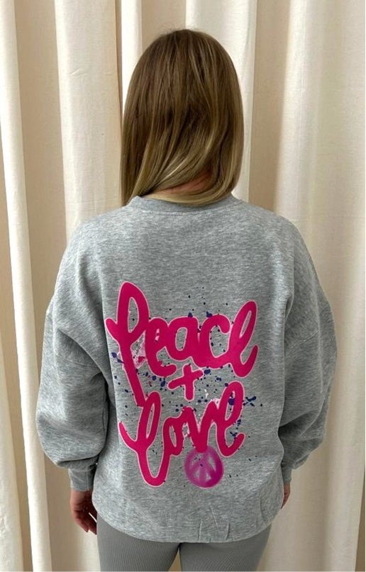 Peace & Love Graffiti Sweatshirt Grey