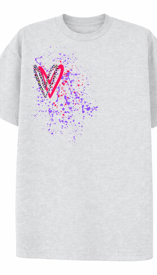 Multicoloured Zig Zag Heart Printed T-shirt – image 6