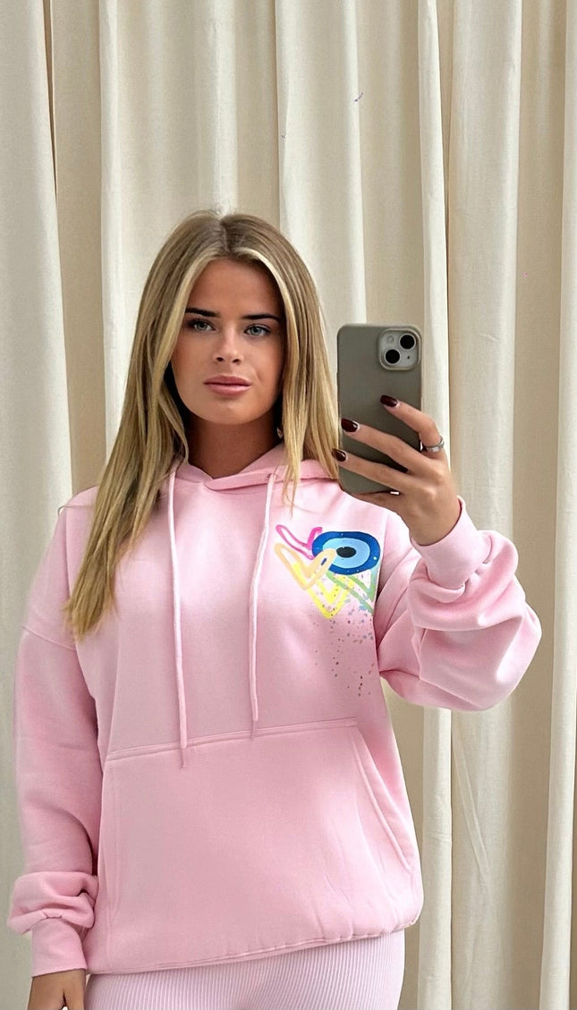 Neon Heart Evil Eye Printed Hoodie – image 5