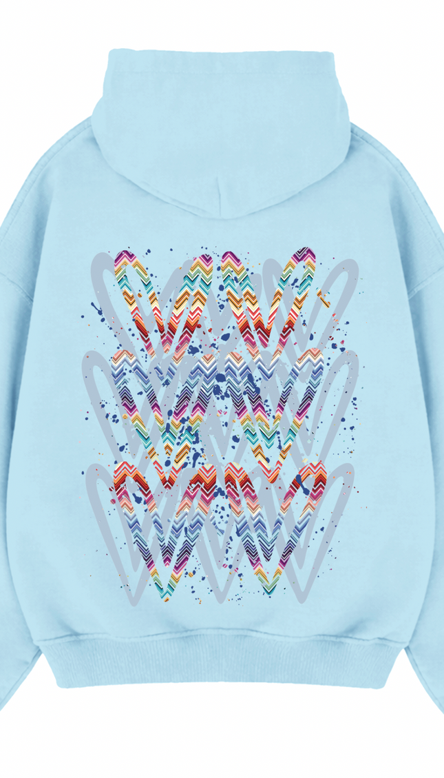 Multicoloured Zig Zag Heart Printed Hoodie – image 9