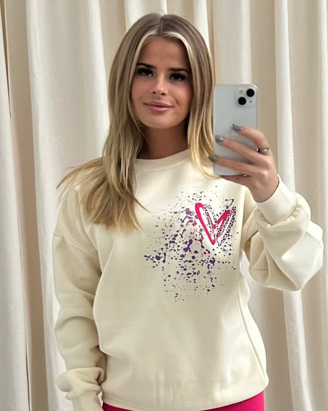 Multicoloured Leopard Heart Printed Sweatshirt Adults