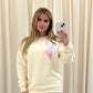 Miss Runway Pastel Heart Graffiti Sweatshirt Cream