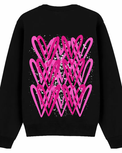 Hot Pink/Silver Heart Printed Sweatshirt Adults