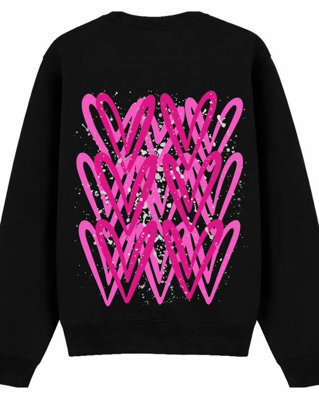 Hot Pink/Silver Heart Printed Sweatshirt Kids