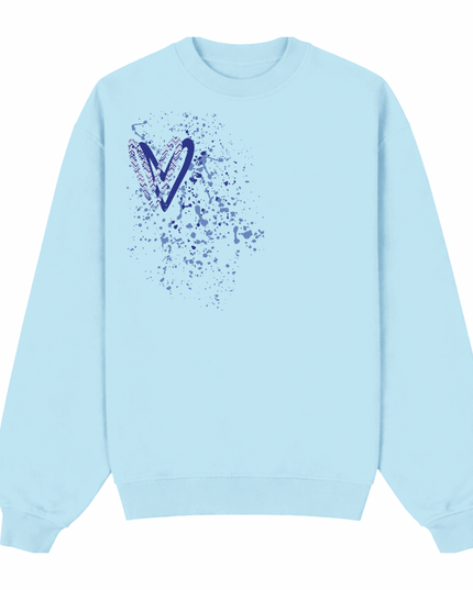 Royal Blue Zig Zag Heart Printed Sweatshirt Adults