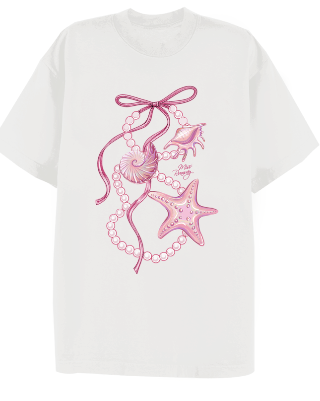 Seashells And Ribbons Printed T-shirt Adult
