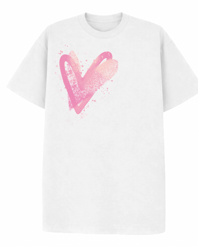 Pink Scatter Heart Printed T-shirt Adult