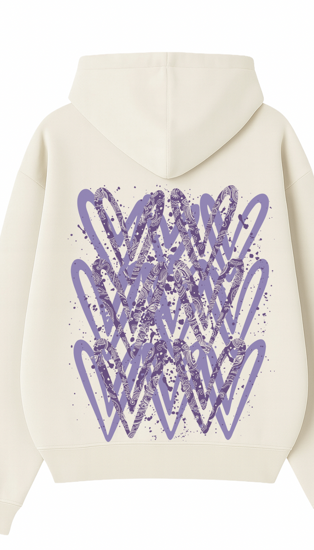 Lilac Paisley Heart Printed Hoodie – additional view