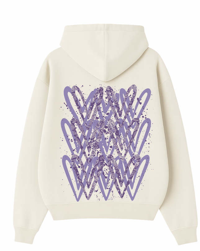 Lilac Paisley Heart Printed  Hoodie Kids