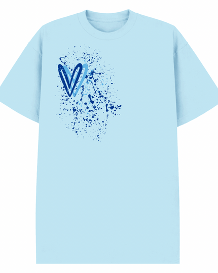 Royal Blue Heart Printed T-shirt Adult