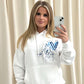 Royal Blue Heart Graffiti Hoodie White