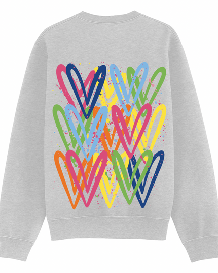 Multicoloured Heart Printed Sweatshirt Adults