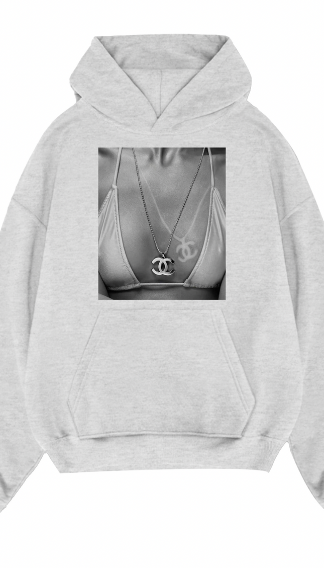 Cee Cee Chain Hoodie Grey – adult printed hoodie by Miss Runway