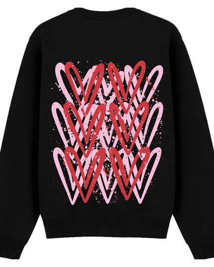 Pink/Red Heart Printed Sweatshirt Adults