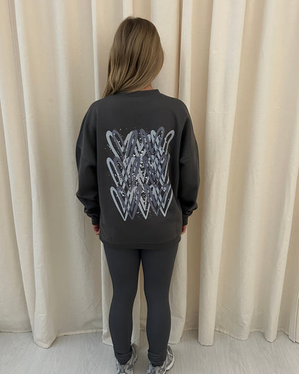 Grey Heart Printed Sweatshirt & Leggings Adults