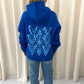 Blue Heart Graffiti Ruched Hoodie Royal Blue