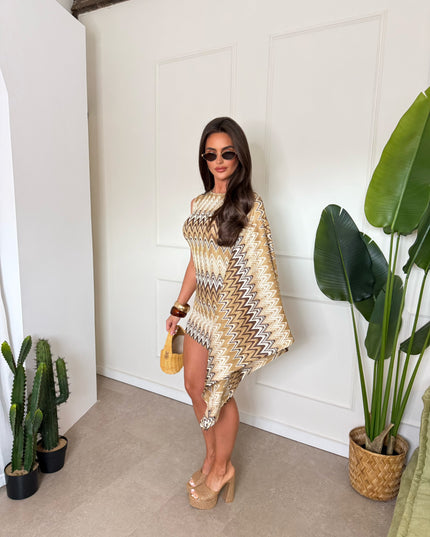 Milan Cape Dress Beige