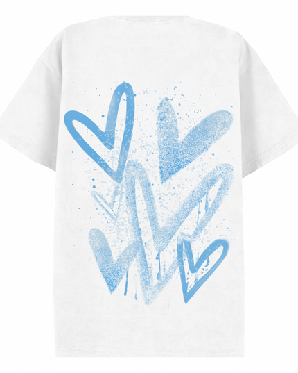 Blue Scatter Heart Printed T-shirt Kids