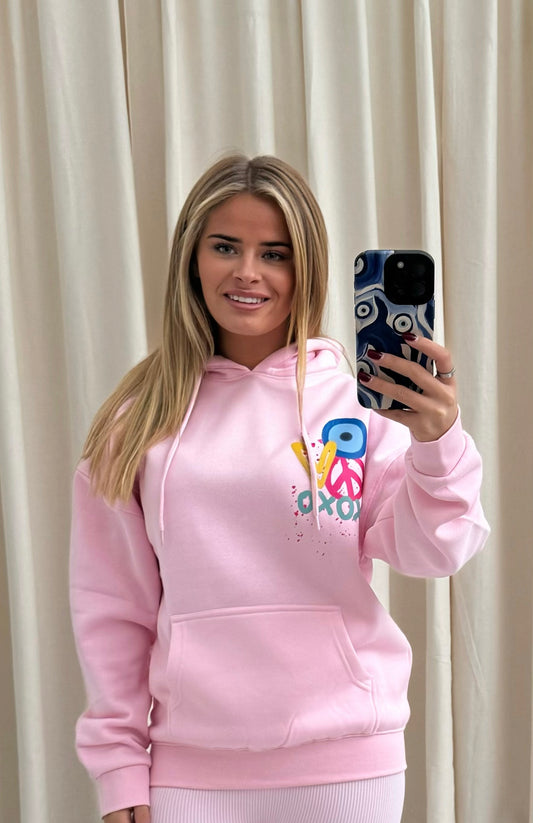 XOXO Graffiti Hoodie Pink