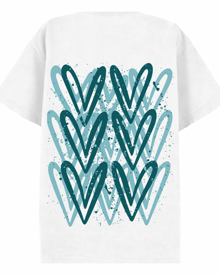 Teal Heart Printed T-shirt Adult