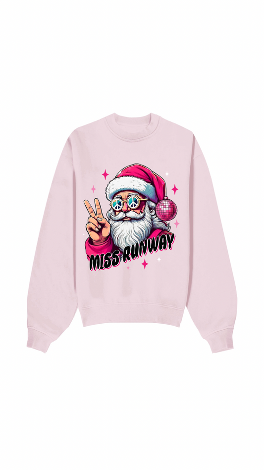 Miss Runway Peace Santa Sweatshirt Pink