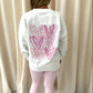 Baby Pink Candy Cane Heart Graffiti Sweatshirt Legging Set White