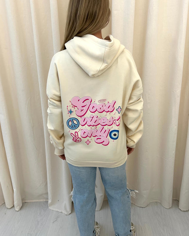 Good Vibes Only Printed Ruched Hoodie