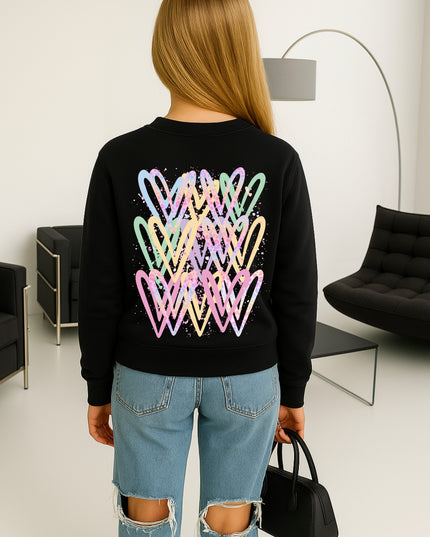 Pastel Leopard Heart Printed Sweatshirt