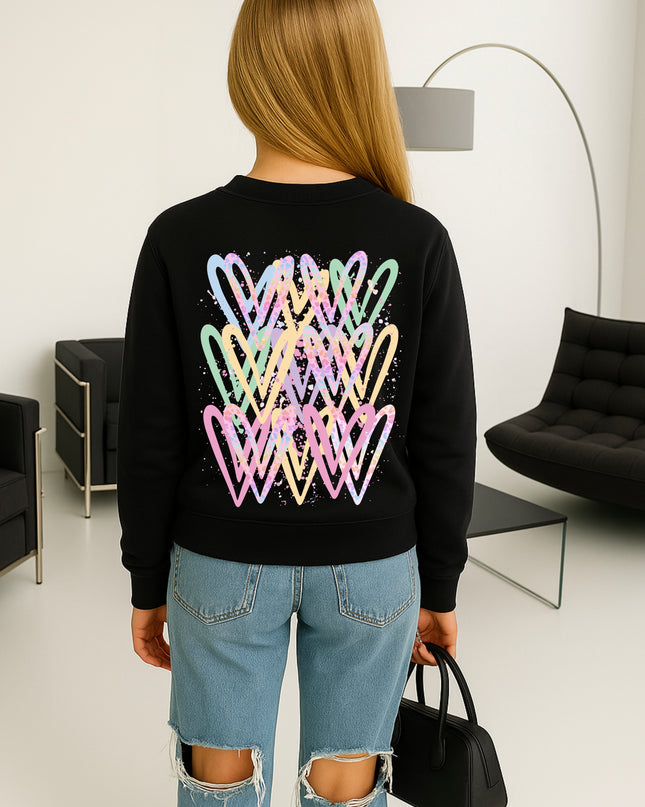 Pastel Leopard Heart Printed Sweatshirt