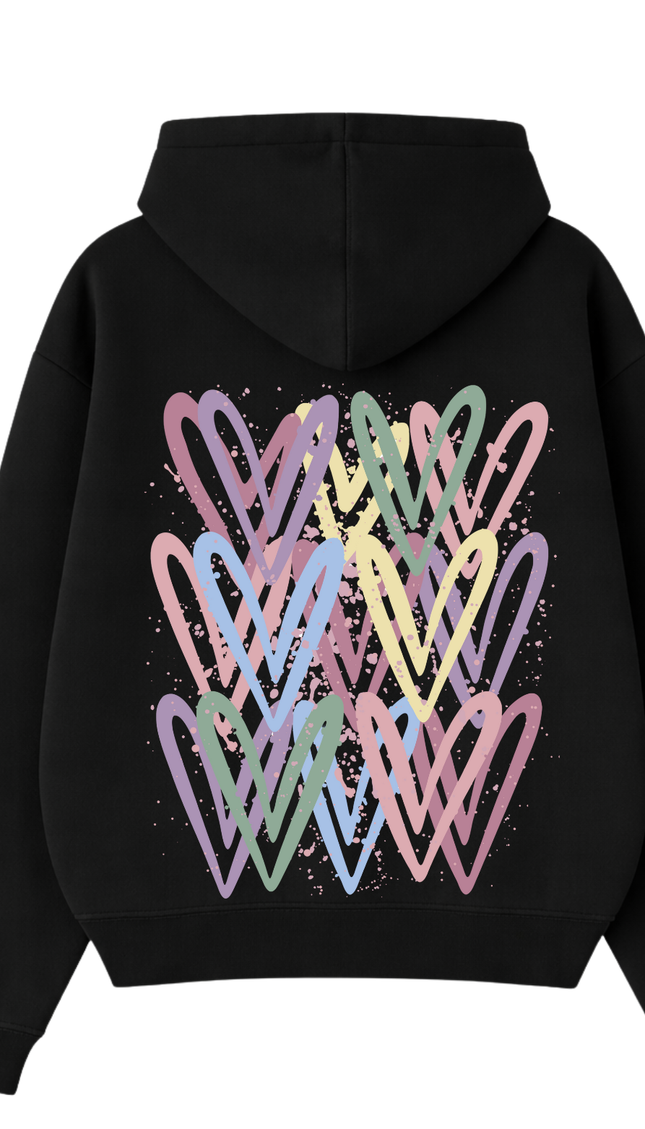 Dark Pastel Heart Printed Hoodie – additional view