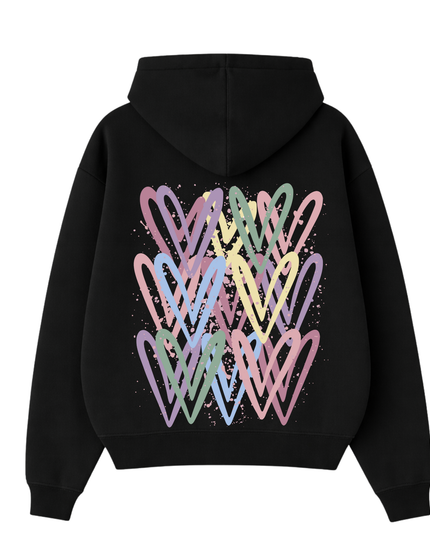 Dark Pastel Heart Printed Hoodie Adults