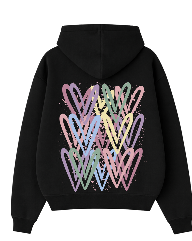 Dark Pastel Heart Printed Hoodie Kids
