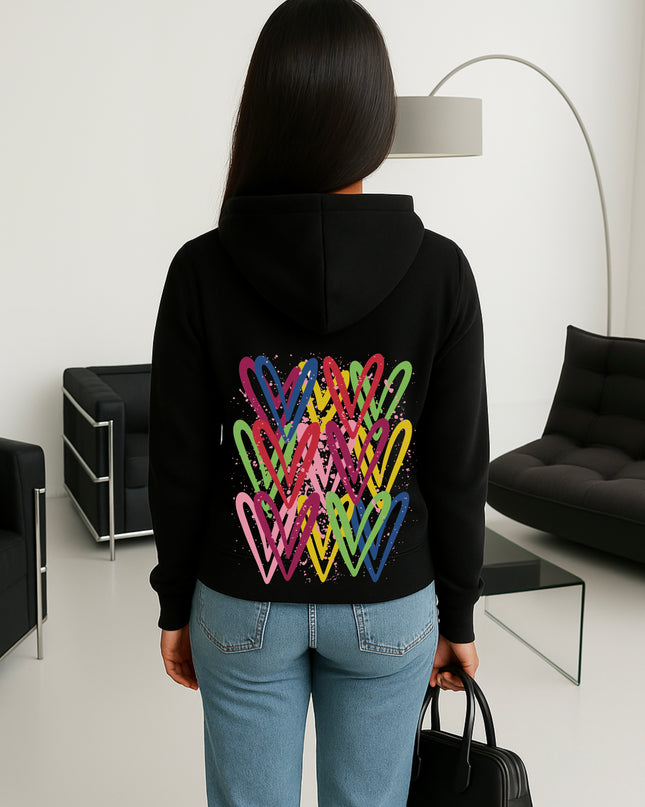 Colourful Heart Printed Hoodie