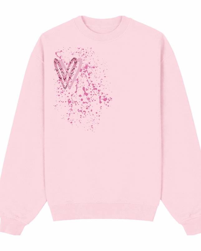 Pink Zig Zag Heart Printed Sweatshirt Kids