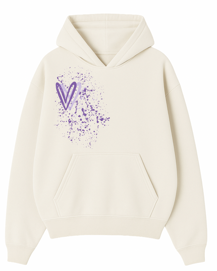 Lilac Heart Printed Hoodie Kids