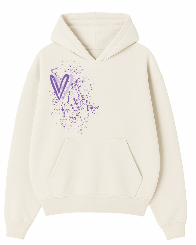 Lilac Heart Printed Hoodie Kids
