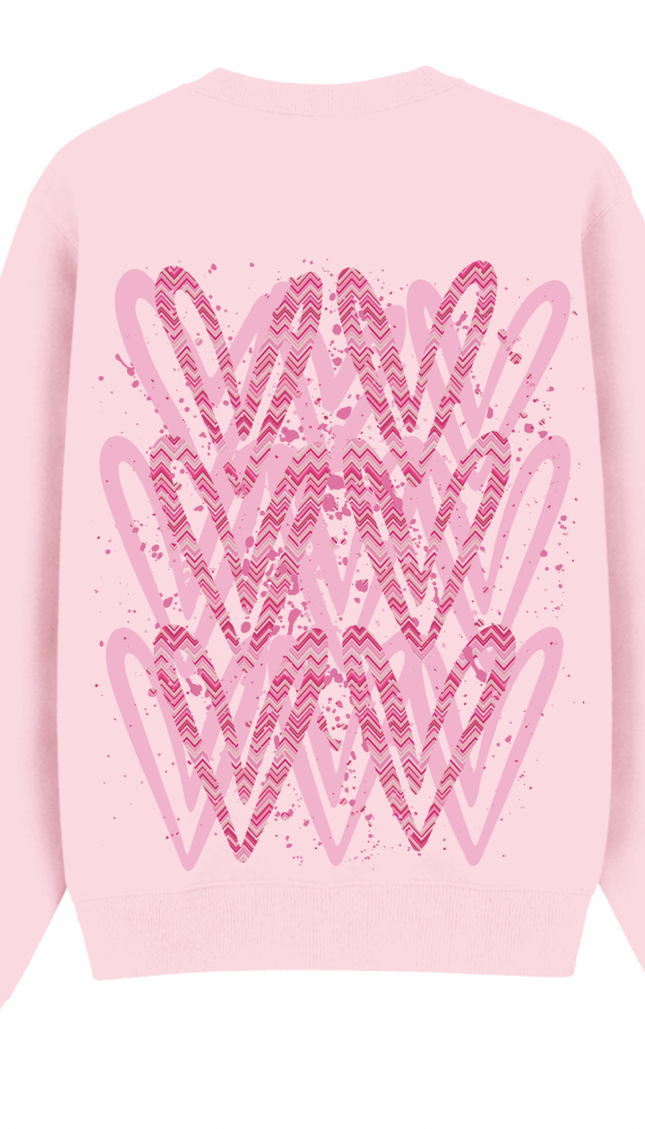 Hot Pink Zig Zag graffiti heart sweatshirt with spray paint effect print – women's sweatshirt by Miss Runway