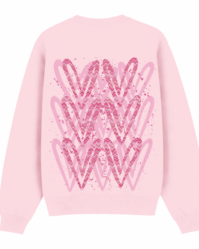 Hot Pink Zig Zag Heart Printed Sweatshirt Kids
