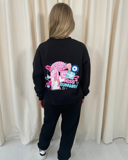 Miss Runway Sweatshirt Tracksuit Black