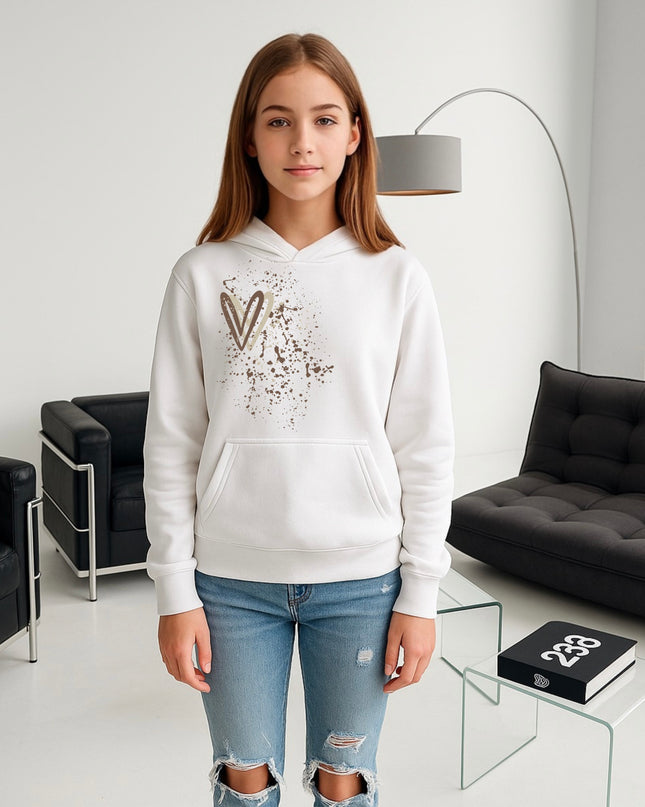 Mocha Heart Printed Hoodie