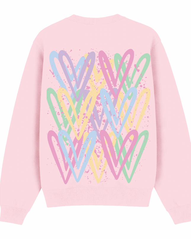 Pastel Heart Printed Sweatshirt Kids