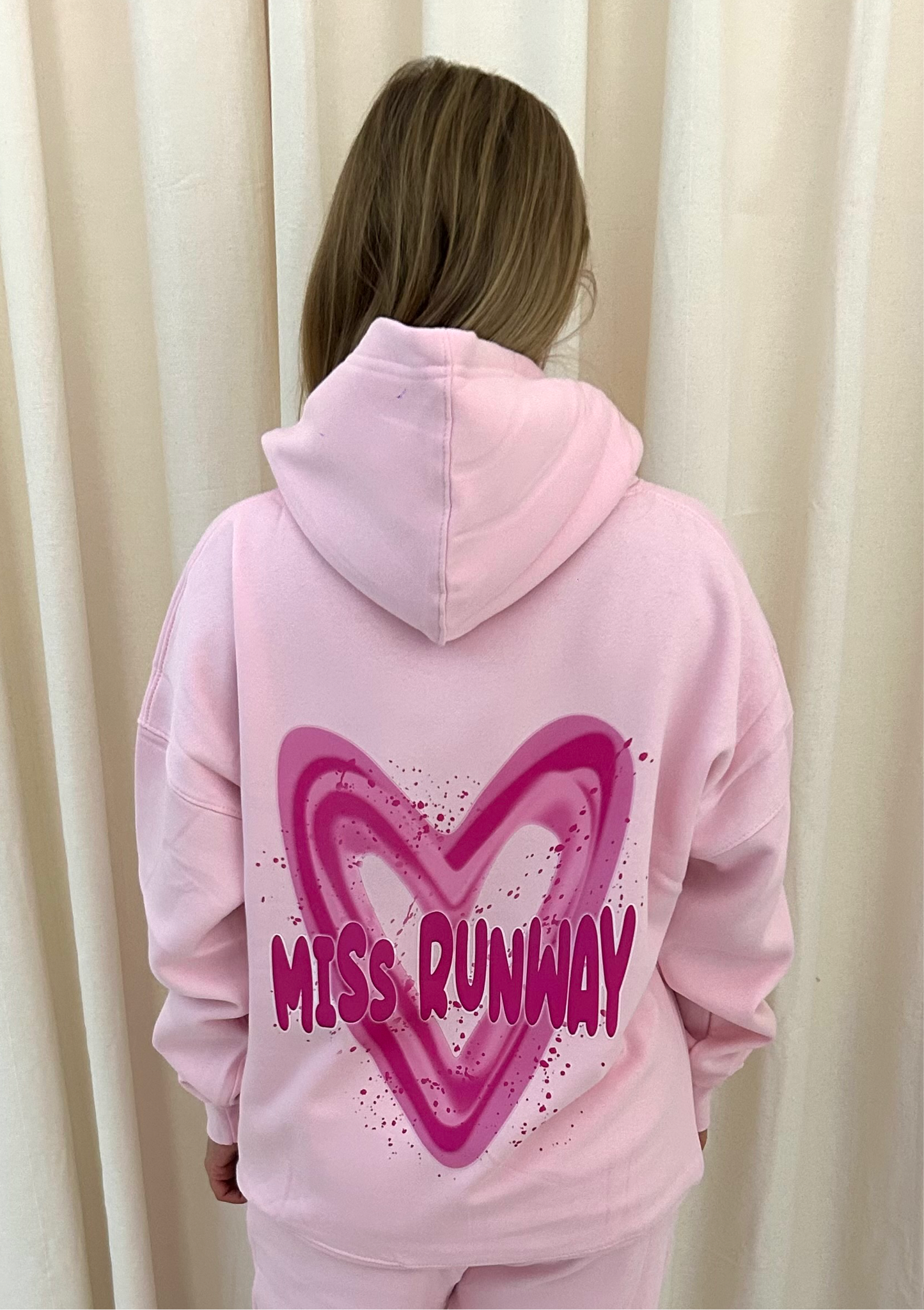 Miss Runway Pink Heart Graffiti Hoodie Pink