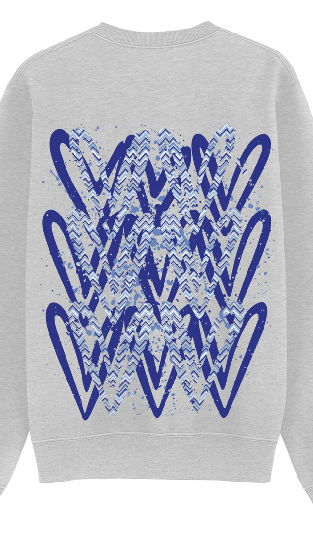 Royal Blue Zig Zag Heart Printed Sweatshirt – image 7