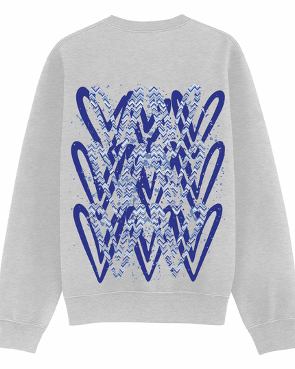 Royal Blue Zig Zag Heart Printed Sweatshirt Adults